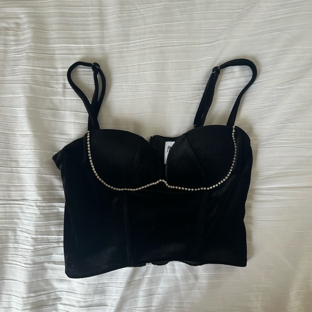 Princess Polly Black Velvet Top